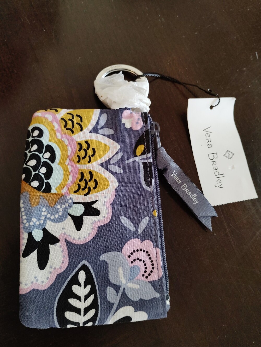 Vera Bradley Quilted Floral Key Pouch in Purple, Yellow & Pink Wallet Brand New - Picture 7 of 11